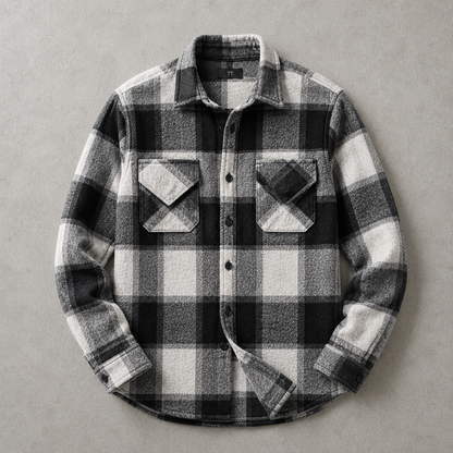 Men's Plaid Shacket - Brushed Button Front Shirt Jacket