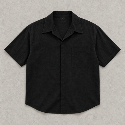 Men's Short Sleeve Shirt - Textured Casual Button Down