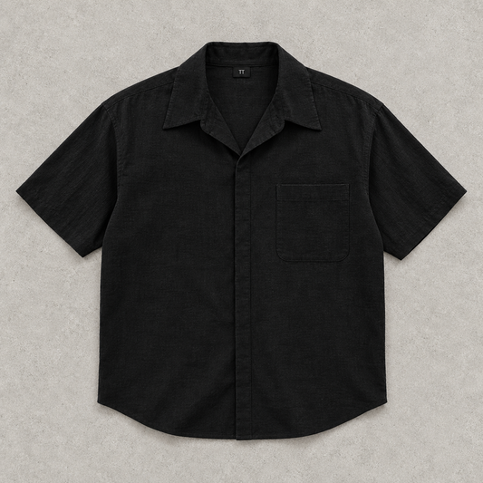 Men's Short Sleeve Shirt - Textured Casual Button Down