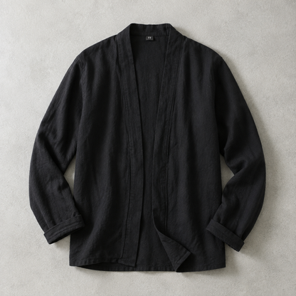 Men's Linen Cardigan - Lightweight Open Front Casual Sweater