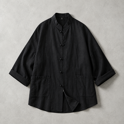 Men's Overshirt - Stand Collar Button Front Casual Shirt