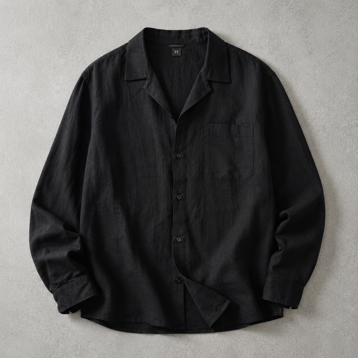 Men's Camp Collar Shirt - Linen Look Short Sleeve Casual Shirt