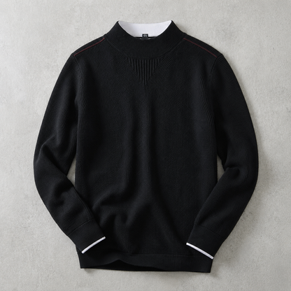 Men's Mock Neck Sweater - Waffle Knit Casual Pullover
