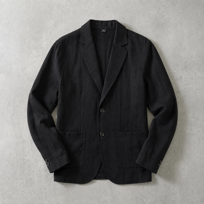 Men's Linen Blend Blazer - Textured Casual Jacket