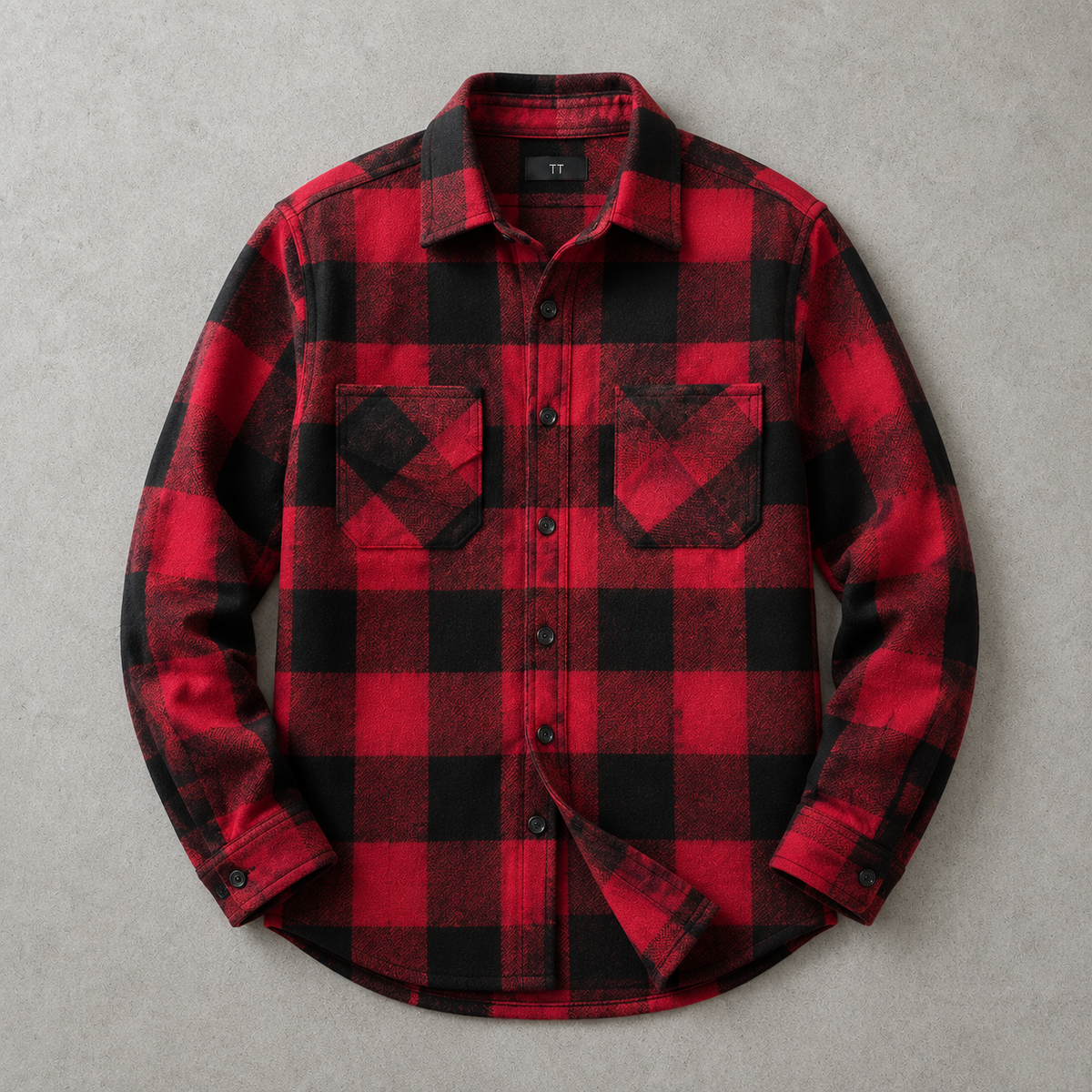 Men's Plaid Shacket - Brushed Button Front Shirt Jacket