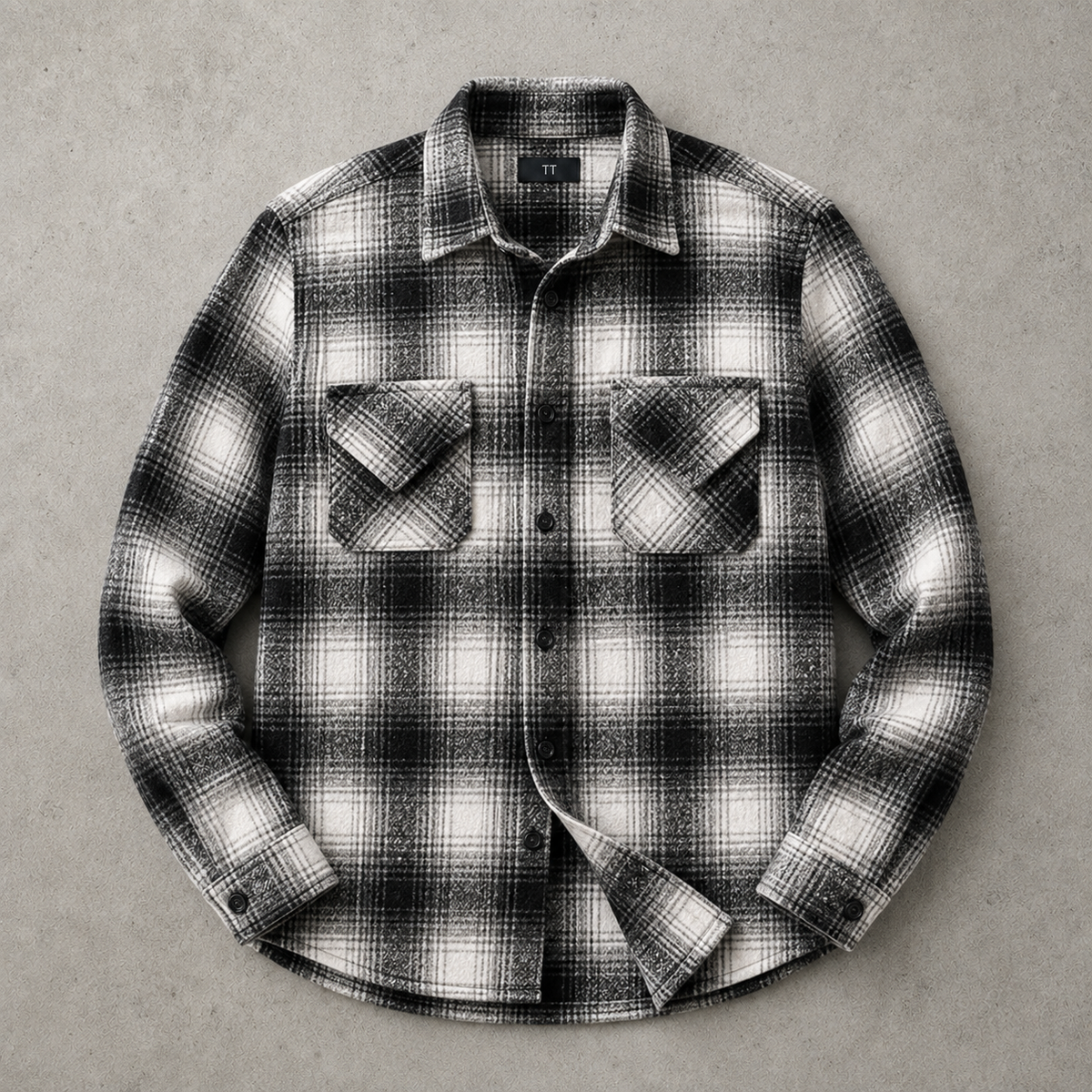 Men's Plaid Shacket - Brushed Button Front Shirt Jacket