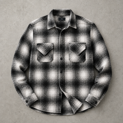 Men's Plaid Shacket - Brushed Button Front Shirt Jacket