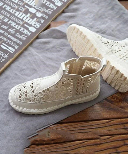 Women's Flat Lace-Up Boots Breathable Hollow-Out Design