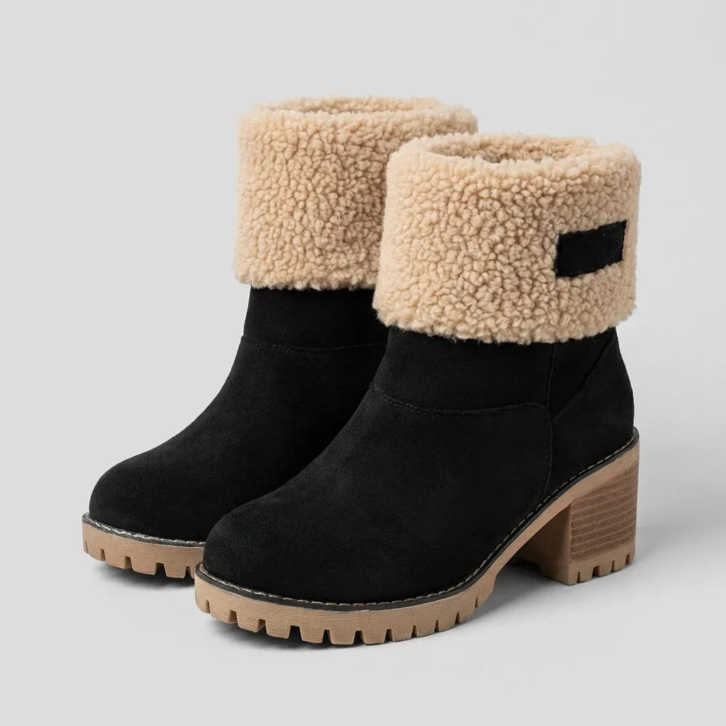 Women's Suede Snow Boots with Sherpa Cuff