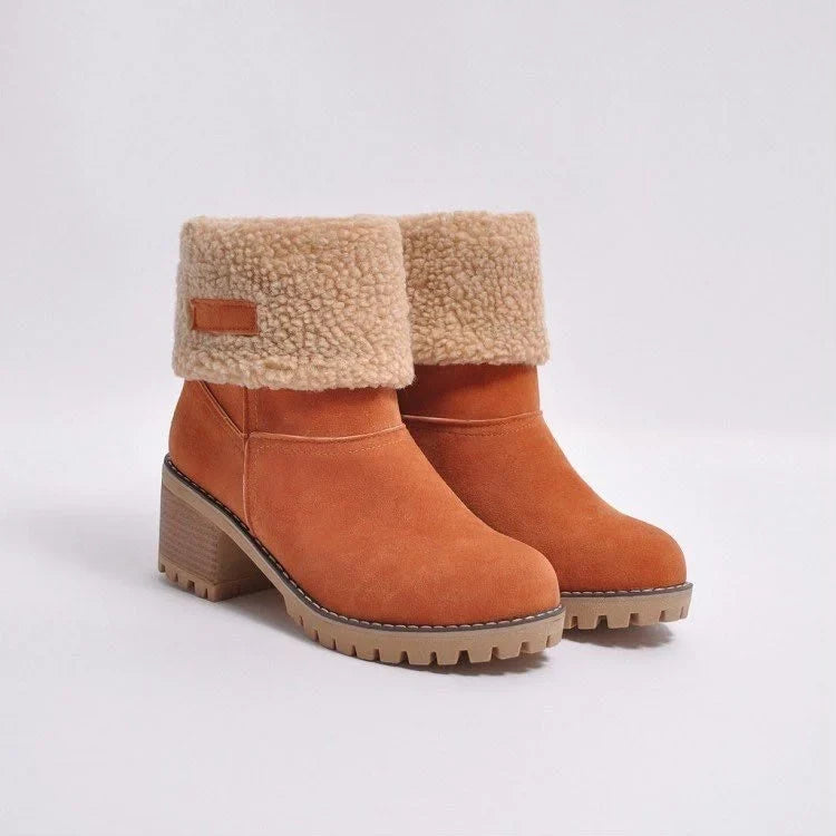 Women's Suede Snow Boots with Sherpa Cuff