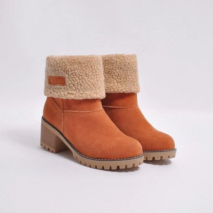 Women's Suede Snow Boots with Sherpa Cuff