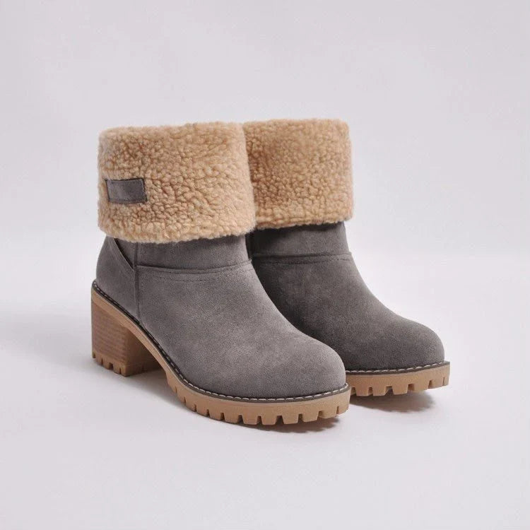 Women's Suede Snow Boots with Sherpa Cuff