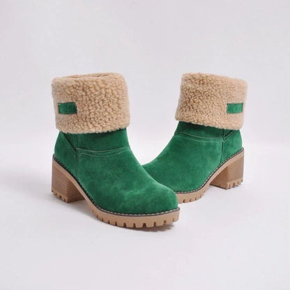 Women's Suede Snow Boots with Sherpa Cuff