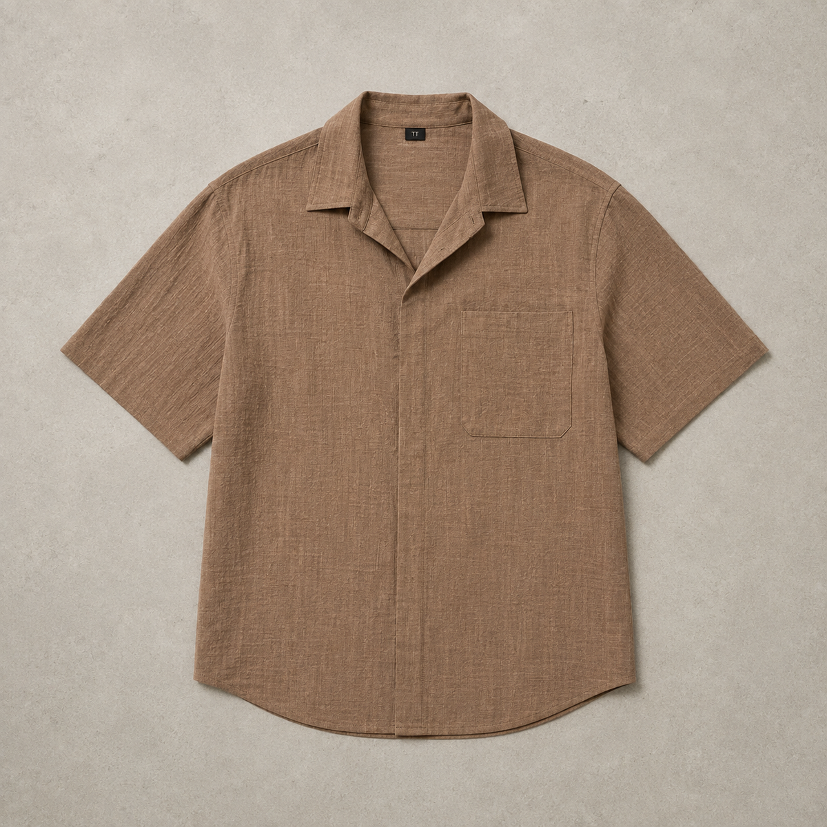Men's Short Sleeve Shirt - Textured Casual Button Down