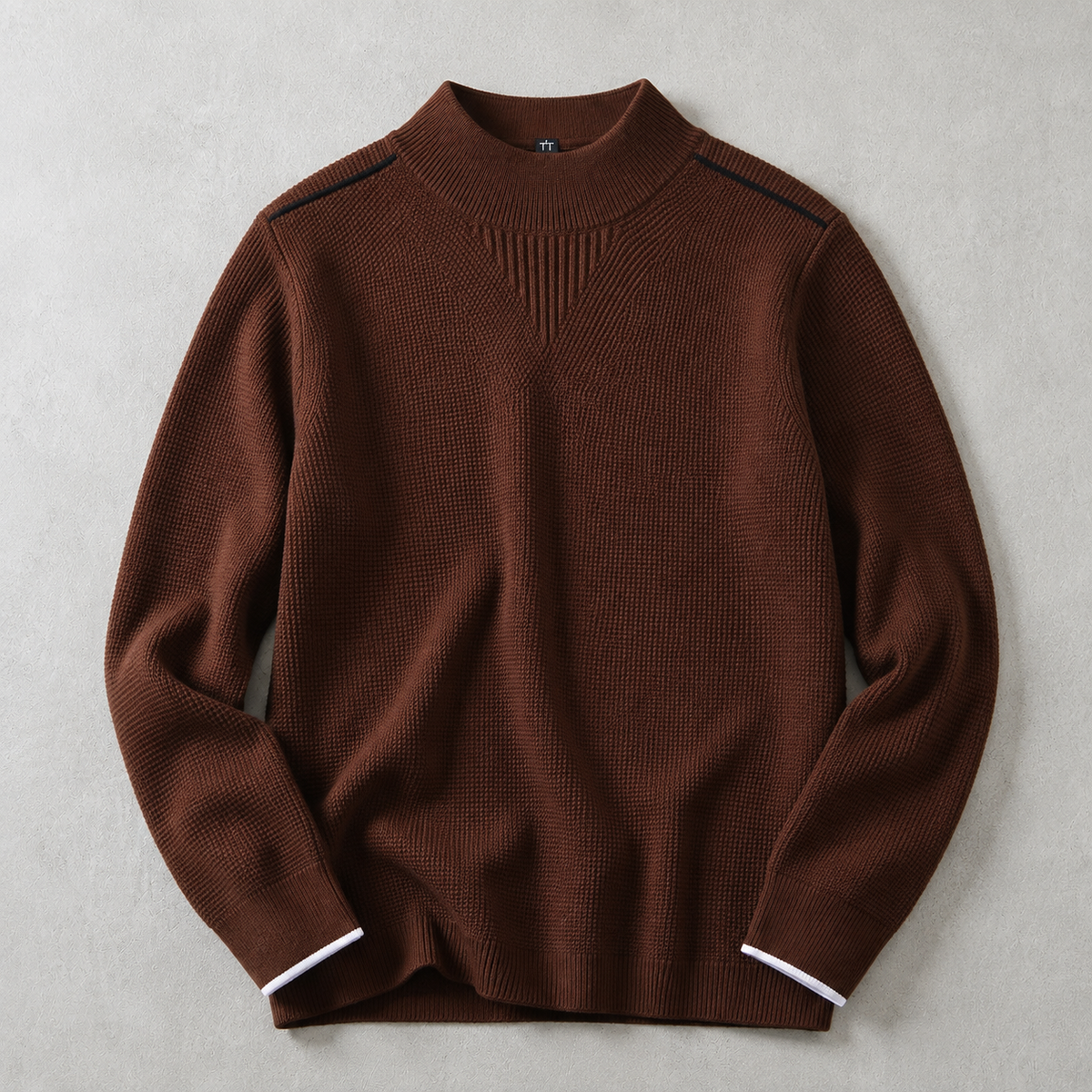 Men's Mock Neck Sweater - Waffle Knit Casual Pullover