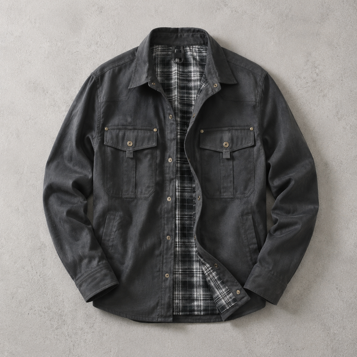 Men's Flannel Lined Shacket - Warm Plaid Overshirt Jacket