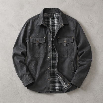 Men's Flannel Lined Shacket - Warm Plaid Overshirt Jacket