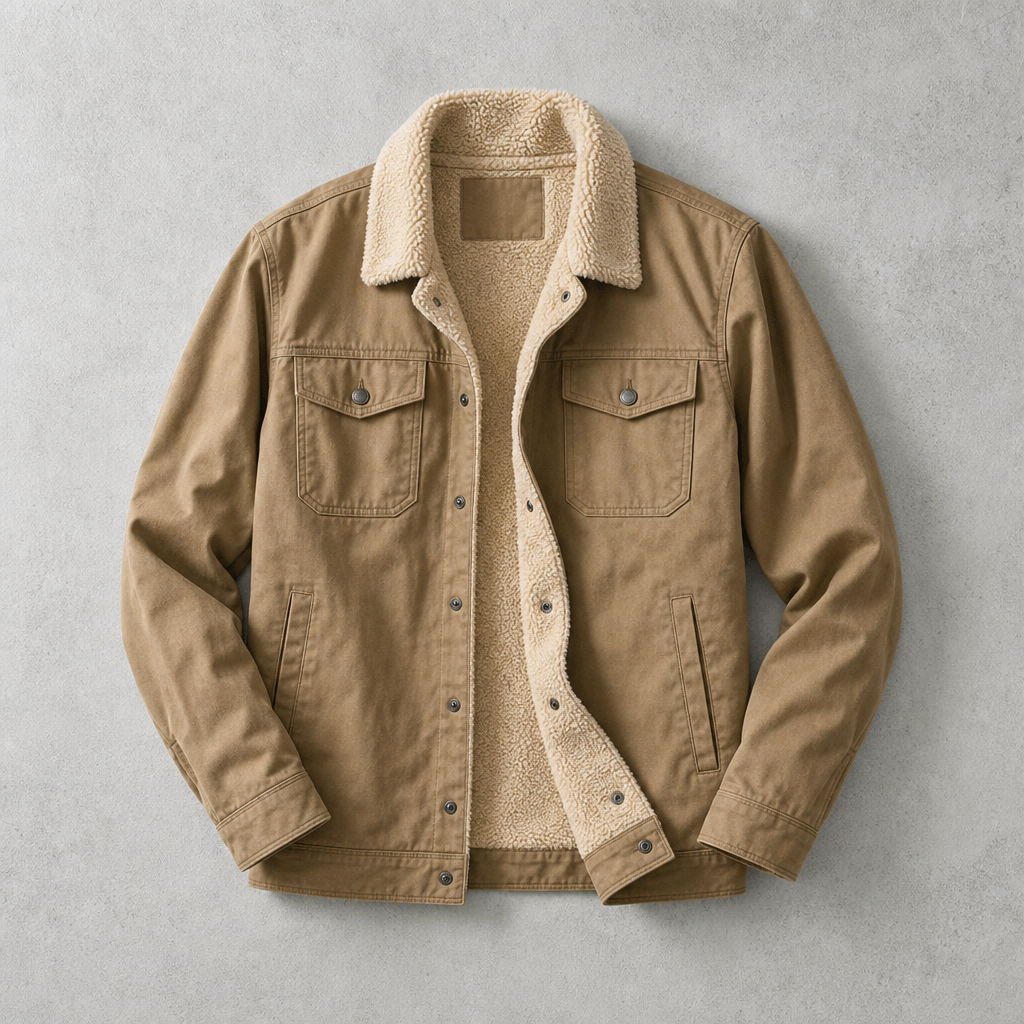 Men's Sherpa Lined Jacket - Trucker Style Casual Outerwear