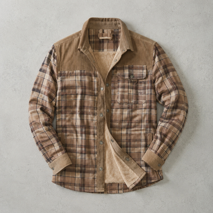 Men's Sherpa Lined Flannel Shirt Jacket - Plaid Field Overshirt
