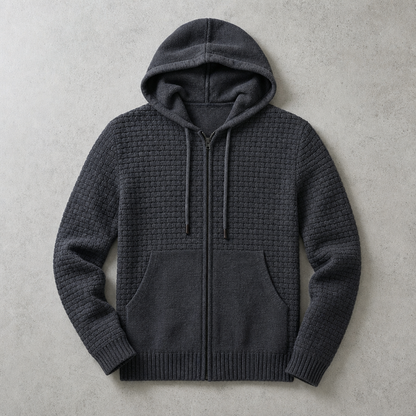 Men's Zip Up Hoodie - Waffle Knit Casual Sweatshirt