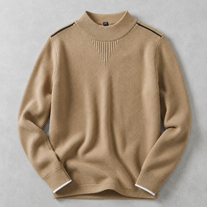 Men's Mock Neck Sweater - Waffle Knit Casual Pullover