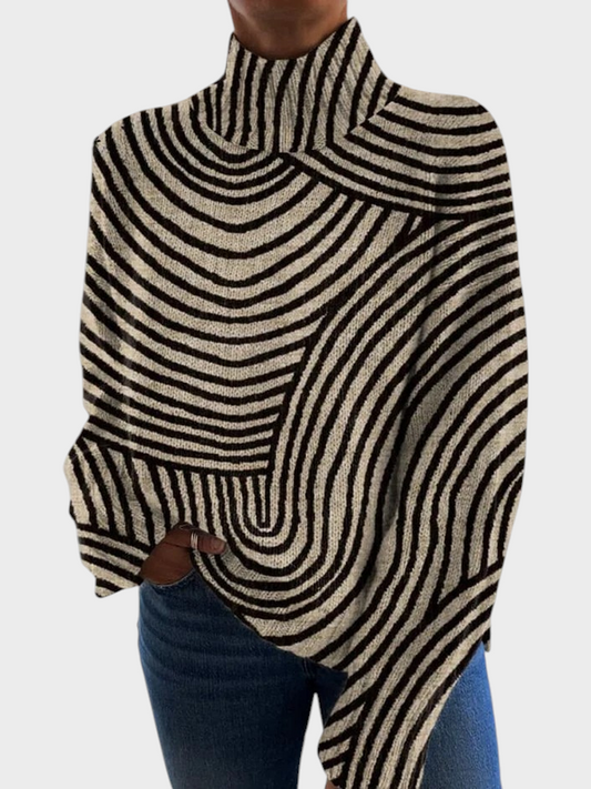 Women's Abstract Print Turtleneck Sweater Long Sleeve