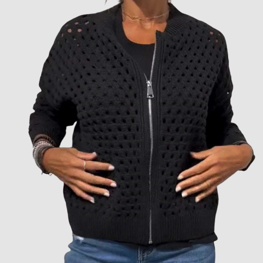 Women's Bomber Jacket – Zip-Up with Cutout Detail