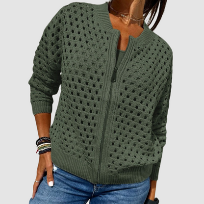 Women's Bomber Jacket – Zip-Up with Cutout Detail