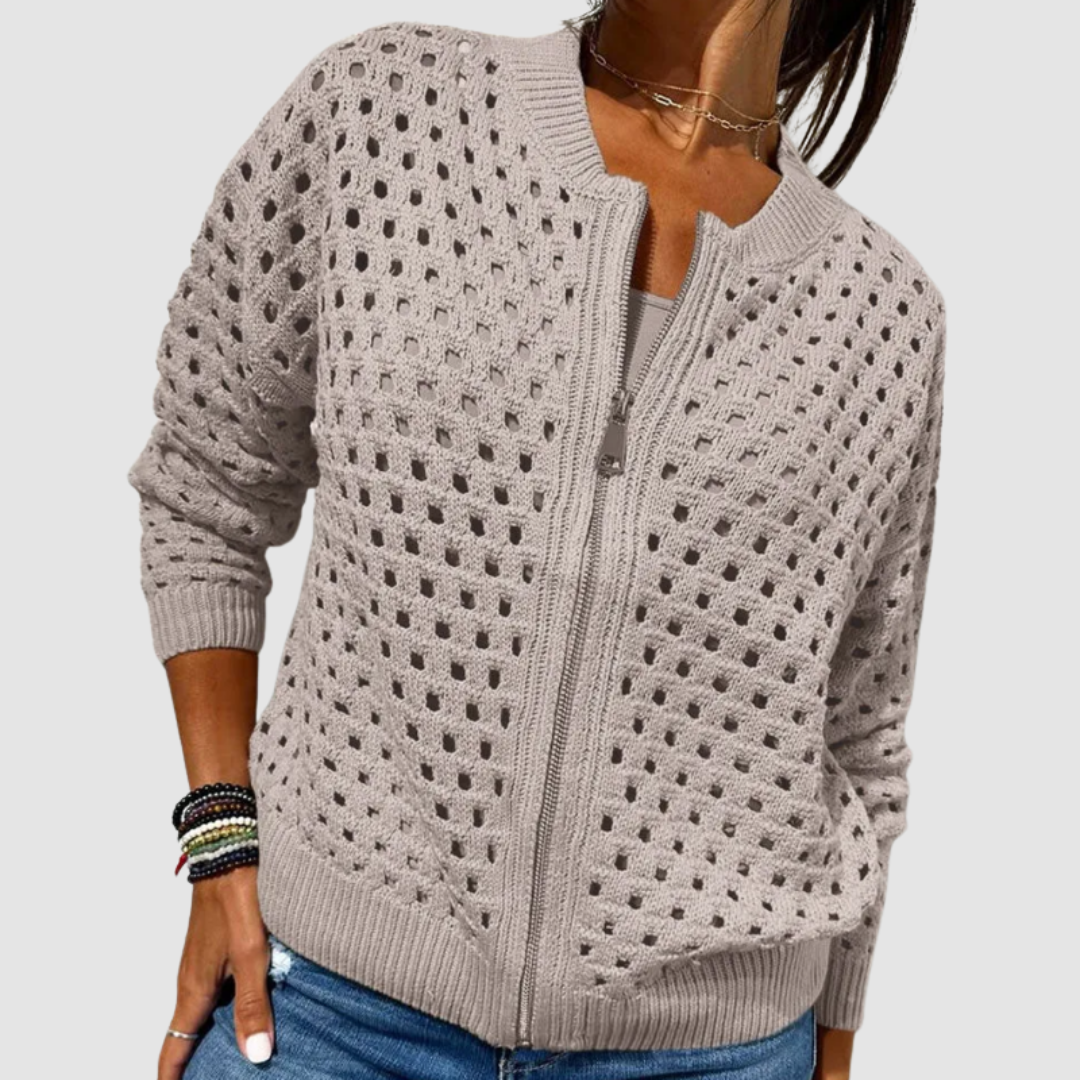 Women's Bomber Jacket – Zip-Up with Cutout Detail