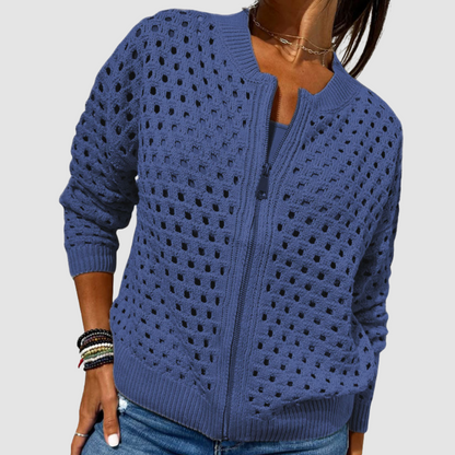 Women's Bomber Jacket – Zip-Up with Cutout Detail
