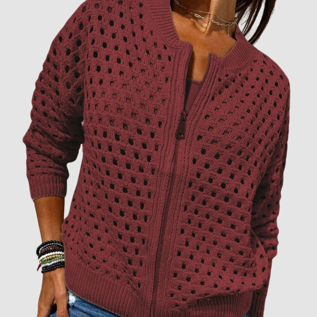 Women's Bomber Jacket – Zip-Up with Cutout Detail