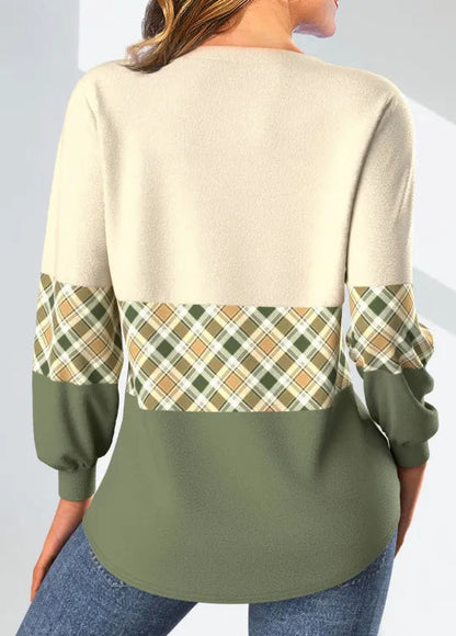 Women's V-Neck Long Sleeve Shirt – Button Detail