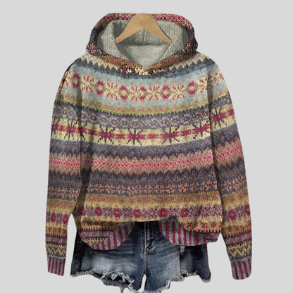 Women's Retro Print Hoodie – Long Sleeve Pullover