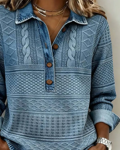 Women's Textured Button-Detail Shirt – Long Sleeve
