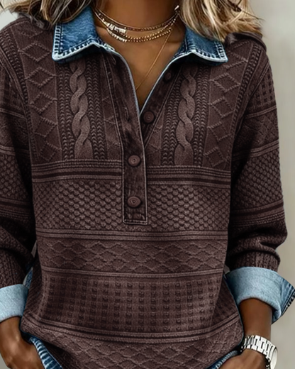 Women's Textured Button-Detail Shirt – Long Sleeve