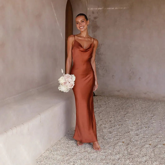 Caroline | Women's Wedding Guest Cowl Neck Maxi Dress — Formal