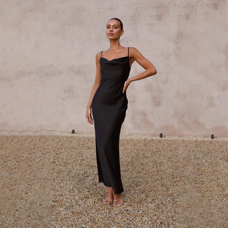 Caroline | Women's Wedding Guest Cowl Neck Maxi Dress — Formal
