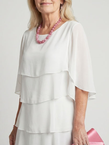 Avoria | Tiered Flutter Midi Wedding Guest Dress Elegant Style