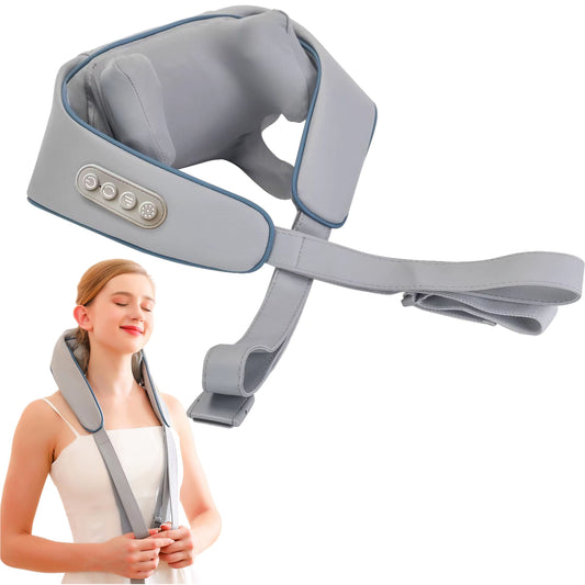 Heated Neck and Shoulder Massager, Finger Pressure Kneading Massage, USB Powered, Soft Comfortable Fit, Ideal Gift for Parents