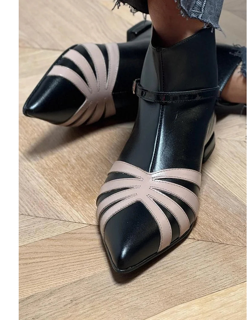 Women's Pointed-Toe Ankle Boots with Strappy Detail