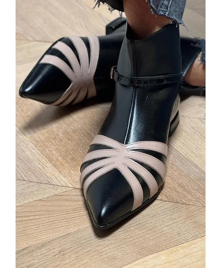 Women's Pointed-Toe Ankle Boots with Strappy Detail