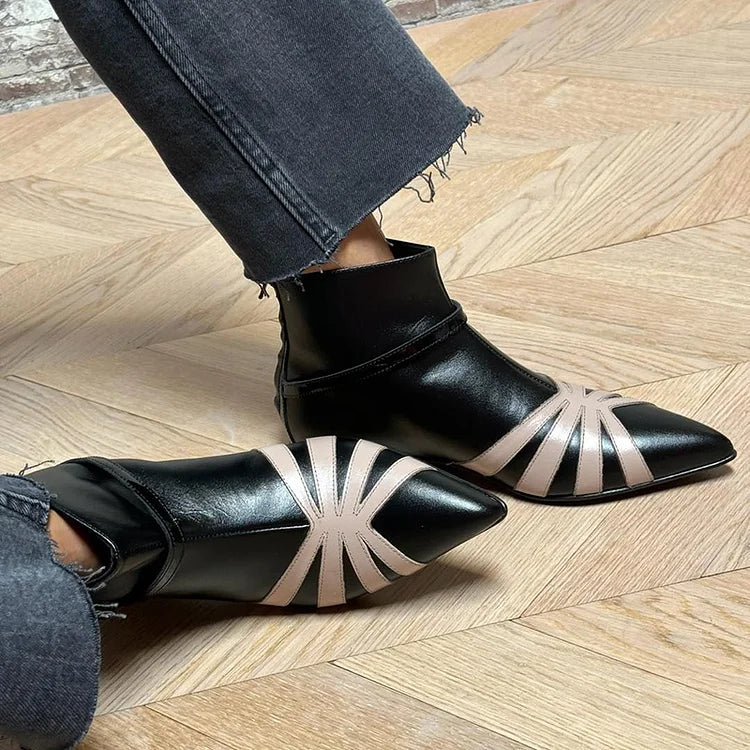 Women's Pointed-Toe Ankle Boots with Strappy Detail