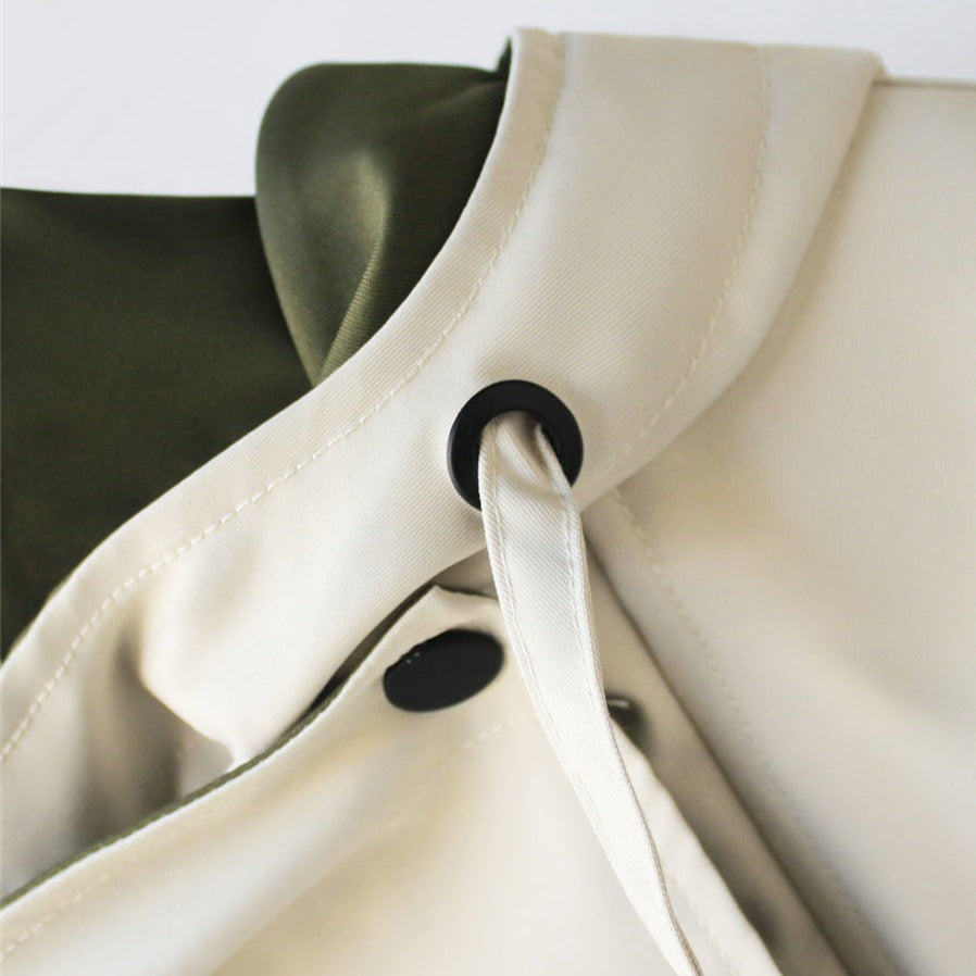 Women’s Hooded Trench Coat - Drawstring Waist Jacket