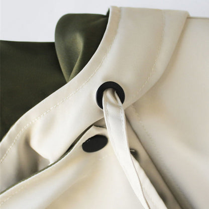 Women’s Hooded Trench Coat - Drawstring Waist Jacket
