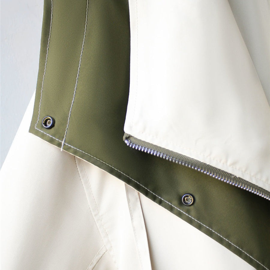 Women’s Hooded Trench Coat - Drawstring Waist Jacket