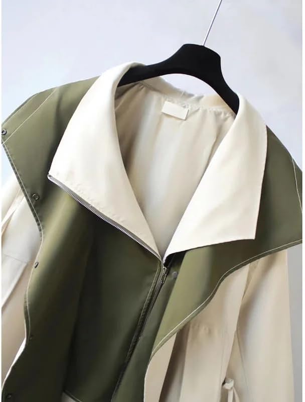 Women’s Hooded Trench Coat - Drawstring Waist Jacket