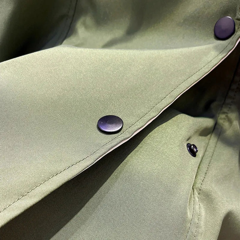 Women’s Hooded Trench Coat - Drawstring Waist Jacket
