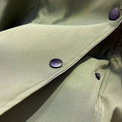 Women’s Hooded Trench Coat - Drawstring Waist Jacket