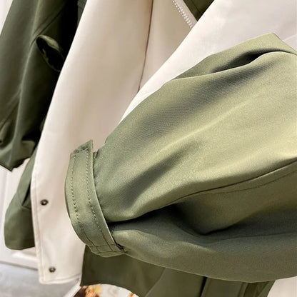 Women’s Hooded Trench Coat - Drawstring Waist Jacket