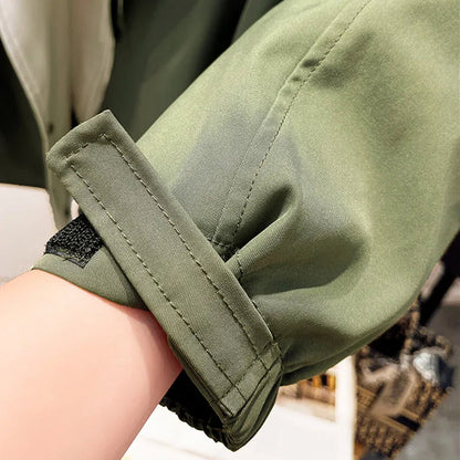 Women’s Hooded Trench Coat - Drawstring Waist Jacket